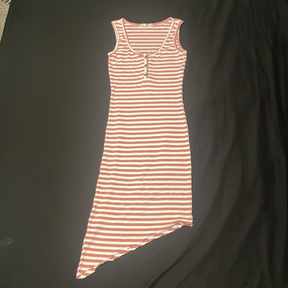 Pink and white striped sundress